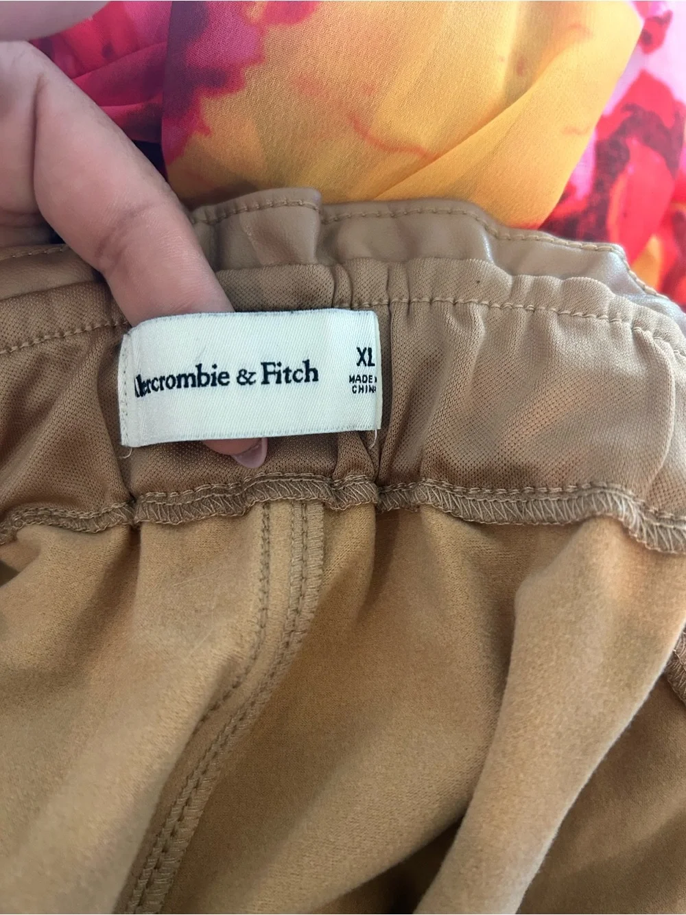 Abercrombie & Fitch Vegan Leather Jogger Pants Camel Size  x large